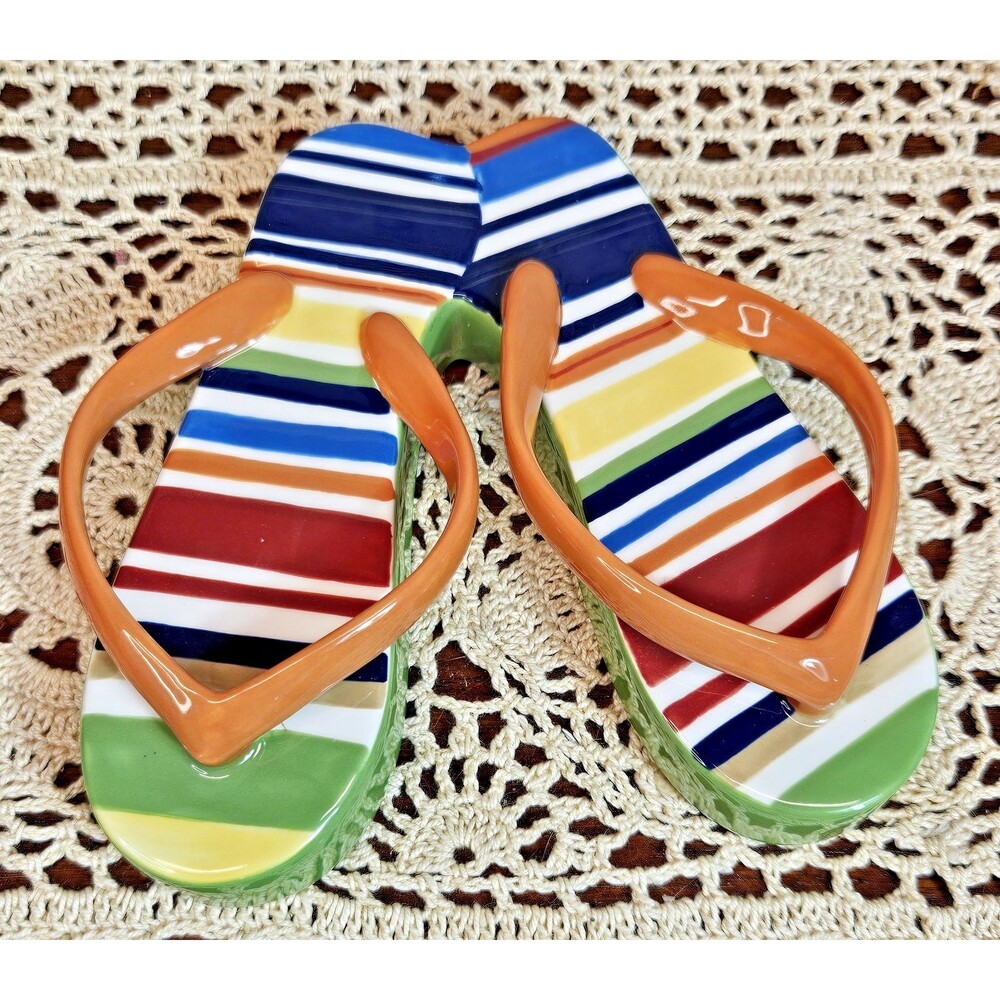 New Longaberger Pottery Sunny Day Decorative Ceramic Sandals Napkin Weight 23062